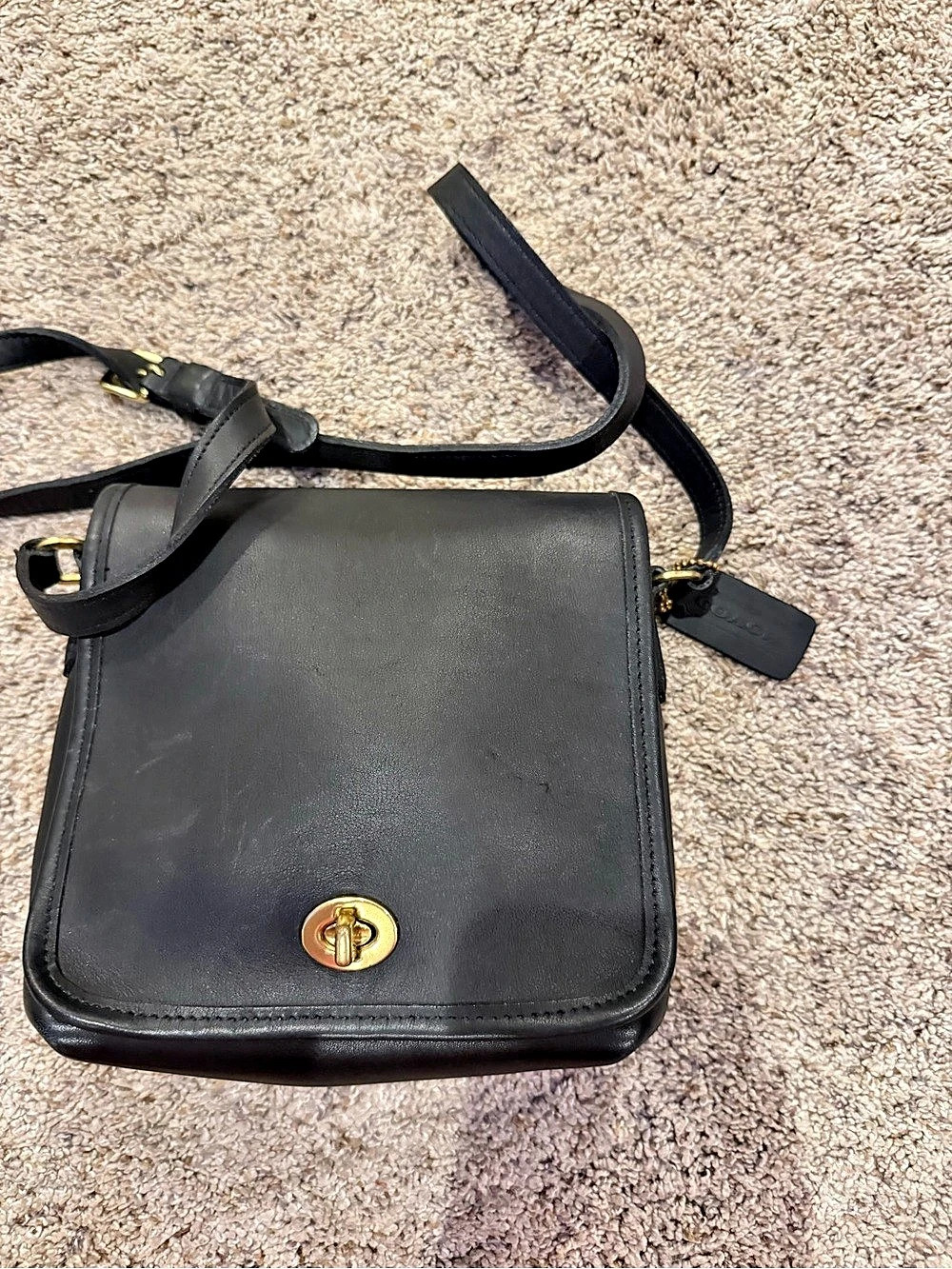 Coach Court Bag Black Leather Crossbody Bag